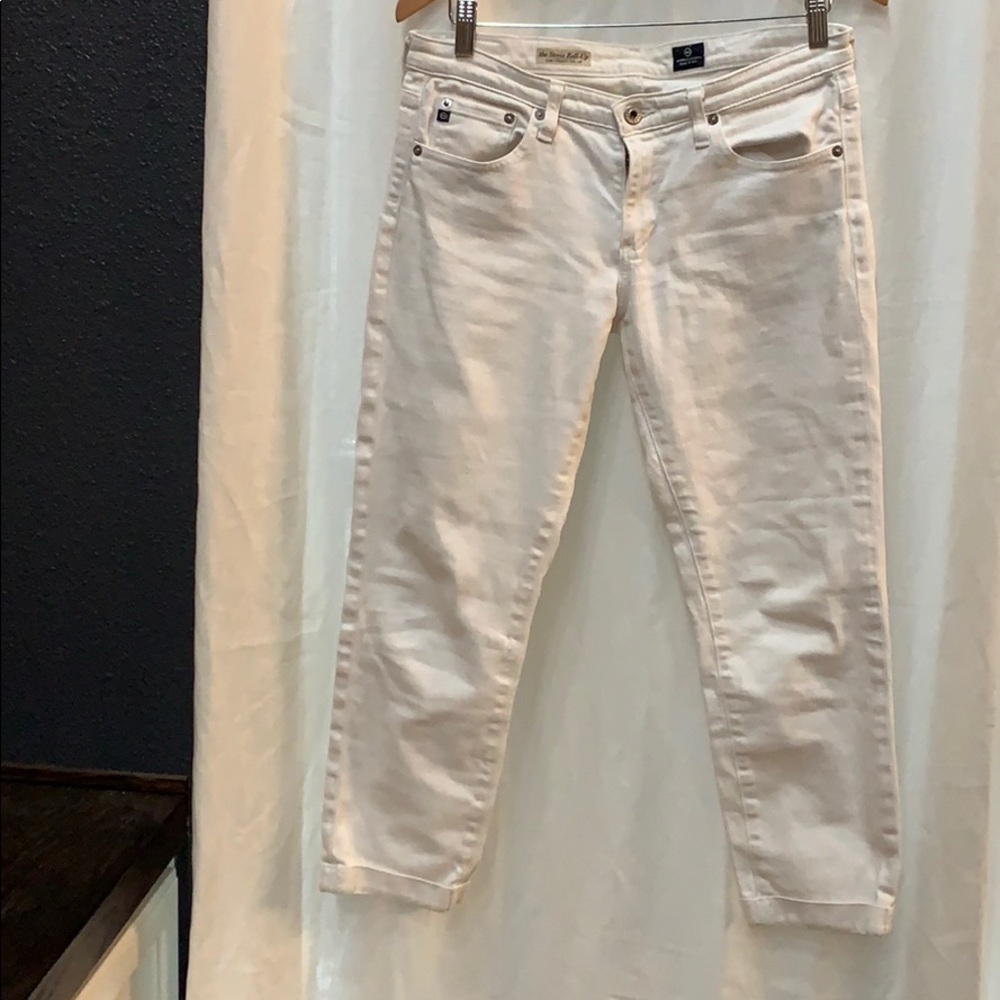 AG Stevie Roll-up white crop jeans